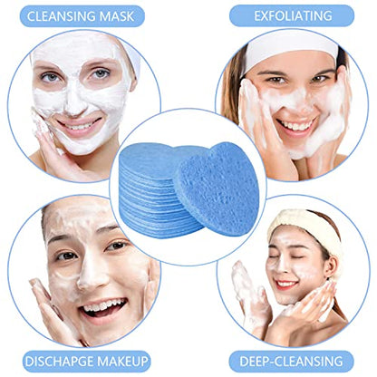 50-Count Facial Sponges Compressed, 100% Natural Cellulose Face Sponge Professional Cosmetic Spa Sponges for Face Cleansing, Exfoliating Mask, Makeup Removal for Travel and Home, Blue - color: 50- Pack Blue