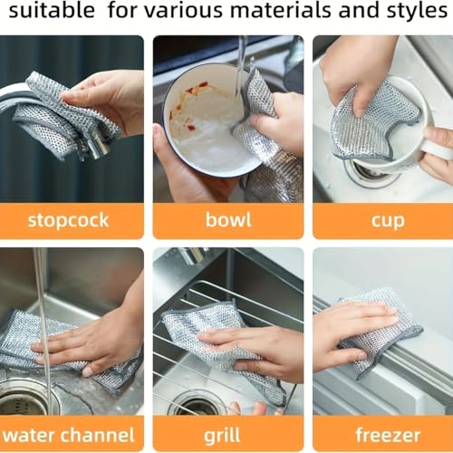 10pcs Miracle Cleaning Cloth - Ultra-Durable Mesh Ultrafine Fiber Set - Easy for Dry and Wet Cleaning - Very Suitable for Tableware, Metal Surfaces, etc.! No Scratches Kitchen Genius