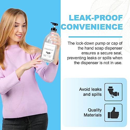 The Farmhouse Room Inc. Soap Dispenser Bathroom - Pump Bottle Dispenser for Laundry Detergent Liquid - BPA Free & PET Plastic 1/2 Gallon Bottle with Waterproof Label for Household Products - 64oz - style: Blank Labeled Bottle