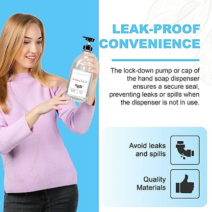 The Farmhouse Room Inc. Soap Dispenser Bathroom - Pump Bottle Dispenser for Laundry Detergent Liquid - BPA Free & PET Plastic 1/2 Gallon Bottle with Waterproof Label for Household Products - 64oz - style: Blank Labeled Bottle