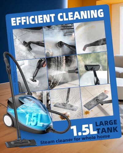 Steam Cleaner, Steam Cleaner For Home, Handheld Steam Cleaner With 30 Accessories, 1500W, 230°F High Temperature, Heavy Duty Portable Steamer with 1.5L Tank for Home Floor Cleaning
