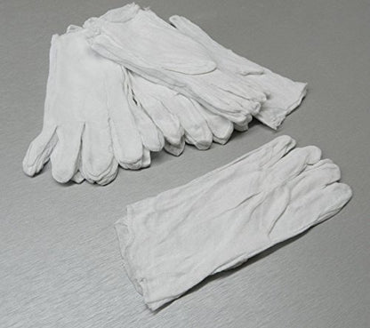 White Cotton Gloves Lisle Hand Glove Clean Handling Lint Free 100% Cotton 12 PR (5E)