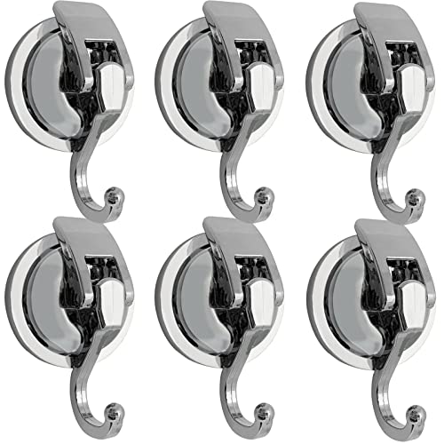 Heavy Duty Suction Cup Hooks for Shower, Bathroom Robe - Vacuum Glass Hooks, Reusable, No Hole Punched, for Garland Decoration (Silver, 6 Pack) - color: Silver, size: 6 Pack
