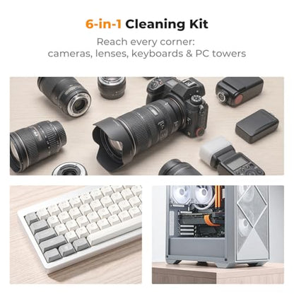 K&F Concept Pink 6-in-1 Lens & PC Keyboard Cleaning Brush Kit - color: Pink