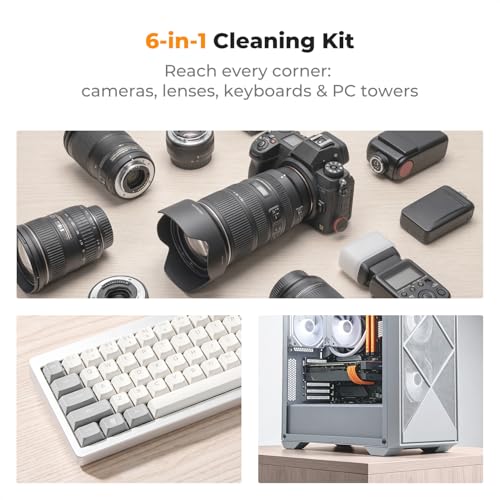 K&F Concept Pink 6-in-1 Lens & PC Keyboard Cleaning Brush Kit - color: Pink
