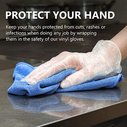 squish Disposable Gloves,Clear Vinyl Gloves Latex Free Powder-Free Glove Cleaning Health Gloves for Kitchen Cooking Cleaning Food Handling, 100PCS/Box, X-Large - size: X-Large (Pack of 100)