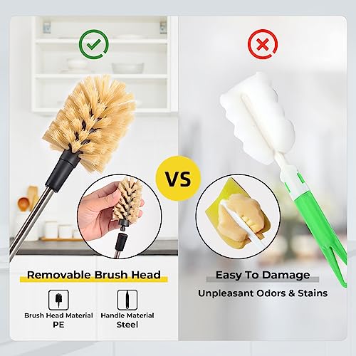 2-in-1 Water Bottle Brush, Water Bottle Cleaner & Straw Brush Cleaning Scrubbing Brush 15 in Long Bottle Brush Detachable Head Multi-Function Cleaning Brush Homework Cleaning Brushe - color: 3pcs/Brown
