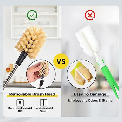 2-in-1 Water Bottle Brush, Water Bottle Cleaner & Straw Brush Cleaning Scrubbing Brush 15 in Long Bottle Brush Detachable Head Multi-Function Cleaning Brush Homework Cleaning Brushe - color: 3pcs/Brown