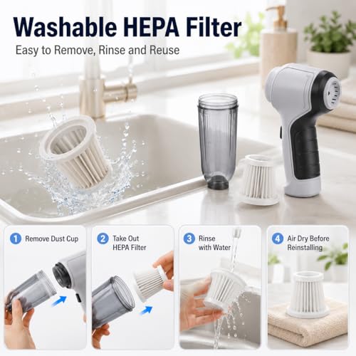 Cordless Handheld Vacuum Cleaner, Portable Rechargeable Mini Vacuum, Powerful Suction Hand Held Vacuum for Car Home Office Pet Hair Dust Cleaning