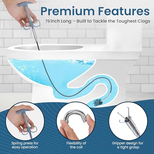 10 Pack drain clog remover Kit with 79 inch Flexible drain snake Tool 7 Hair Removers 2 Cleaning Brushes and 1 Pair Reusable Gloves for Home Use - style: Pack10-79"