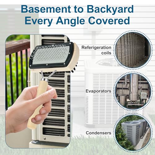Cenipar Air Conditioner Coil Cleaning Brush - Double Sided HVAC Brush AC Coil Cleaner Brush for Evaporator & Condenser Fins, Heavy Duty Flexible Design for AC Units, Refrigerators & Heat Pumps