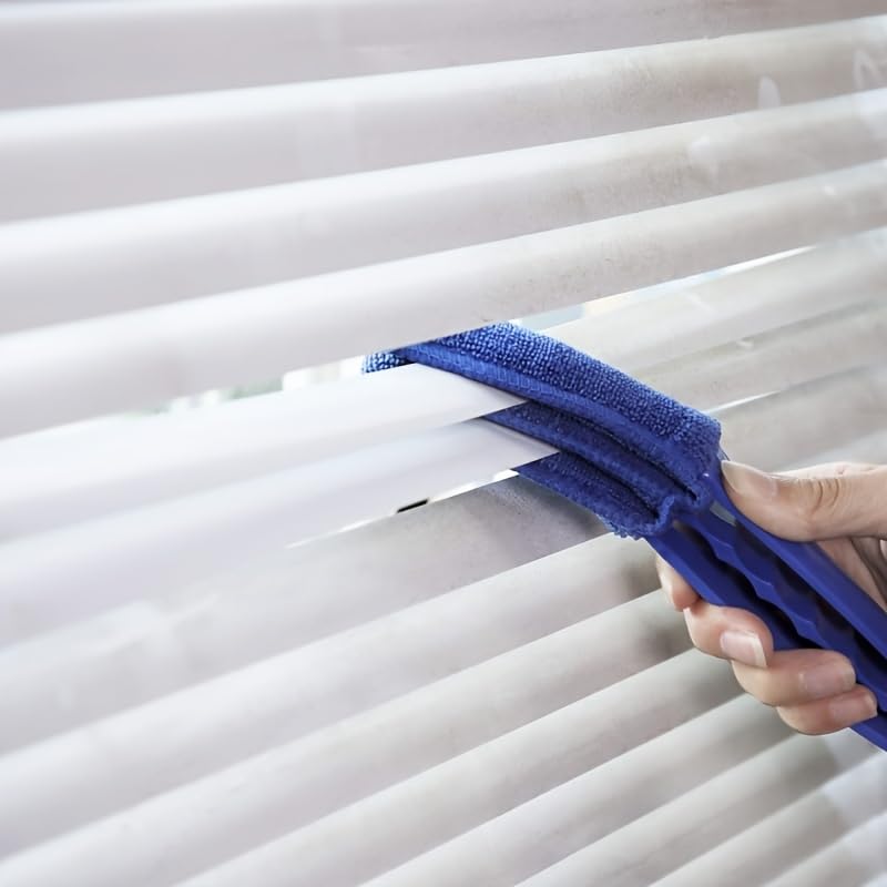 3Pcs Reusable Blind Cleaner Brush Set Dusting Tool for Blinds Shutters Curtains Washable Detachable Microfiber Duster for AC Vents Car Vents Window Blinds, Blue