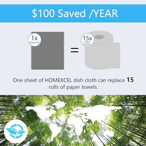 HOMEXCEL Swedish Dishcloths for Kitchen 10 Pack, Sponge Dish Cloth for Counters & Washing Dishes, Reusable and Absorbent Paper Towels, Grey - color: Grey