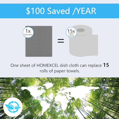 HOMEXCEL Swedish Dishcloths for Kitchen 10 Pack, Sponge Dish Cloth for Counters & Washing Dishes, Reusable and Absorbent Paper Towels, Grey - color: Grey