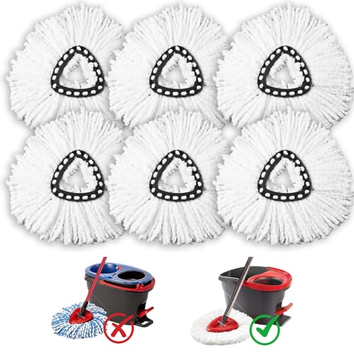 6 Pack Mop Heads Replacements, Compatible with O Cedar Easywring 1-Tank System Easy Wrin Spin Mops, Triangle Swivel Microfiber Mops, Washable & Easy to Replace - size: 6 Pack