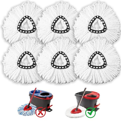 6 Pack Mop Heads Replacements, Compatible with O Cedar Easywring 1-Tank System Easy Wrin Spin Mops, Triangle Swivel Microfiber Mops, Washable & Easy to Replace - size: 6 Pack