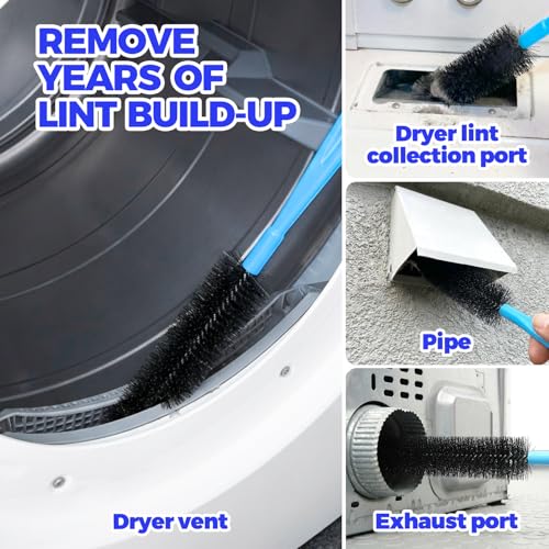 Holikme Dryer Vent Cleaner Kit - 5 Piece Flexible Snake Tool for Lint Removes & Hair Clogs, Suitable for Drain Pipes,Condenser, Refrigerator Coils, Radiators, Toilets, Sinks & Tile Grout