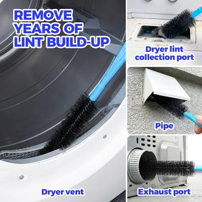 Holikme Dryer Vent Cleaner Kit - 5 Piece Flexible Snake Tool for Lint Removes & Hair Clogs, Suitable for Drain Pipes,Condenser, Refrigerator Coils, Radiators, Toilets, Sinks & Tile Grout