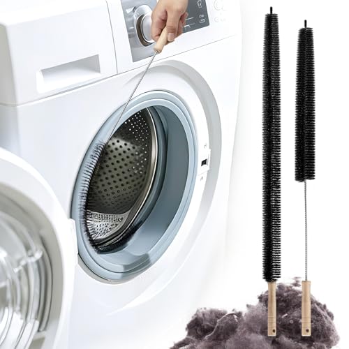 2 Pack Dryer Vent Cleaning Brush, Dryer Vent Cleaner Brush Set, Trap and Duct Lint Remover with Long Flexible Lint Brushes for Deep Cleaning to Remove Pet Hair & Lint, and Refrigerator Coil Cleaning