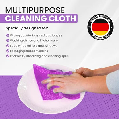 Swedish DishCloths - 10 Pack (Purple), (German Material) Reusable Cellulose Sponge Cloth for Kitchen - Household, Highly Absorbent, No-Odor Dishcloth - color: 005 Purple