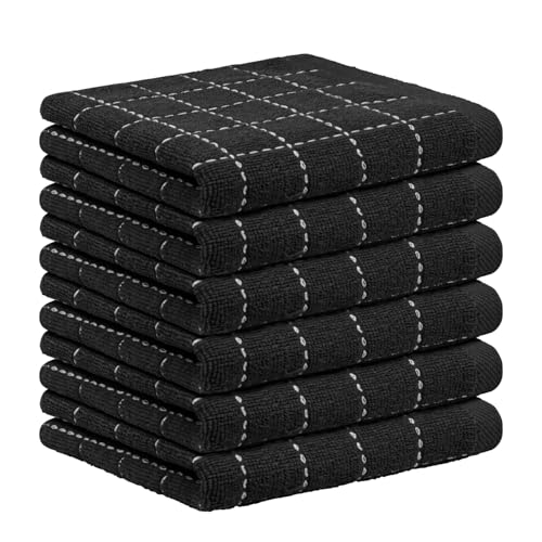 Nialnant 6 Pack Dish Cloths for Washing Dishes, 100% Cotton Reusable Cleaning Rag,Ultra Soft Absorbent, Quick Drying Dish Towels for Kitchen,12x12 Inches Black - color: Black, size: 12 x 12 in - 6PCS