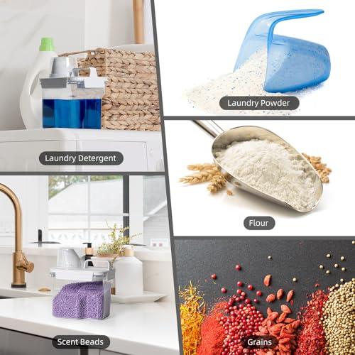 G2 GO2GETHER Laundry Detergent Container,2Pack -51oz Laundry Detergent Dispenser with 5 labels for Laundry Room, Laundry Scent Beads, Powder,Bleach,Soap,Fabric Softener Storage and Organization. - style: 51OZ