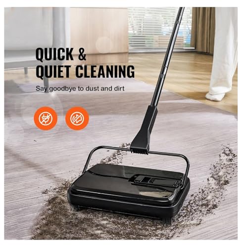 Carpet Sweeper - 7.87" Manual Floor Sweeper for Hardwood, Laminate, Rugs - Non-Electric Dustpan with Comb - Home Office Cleaning