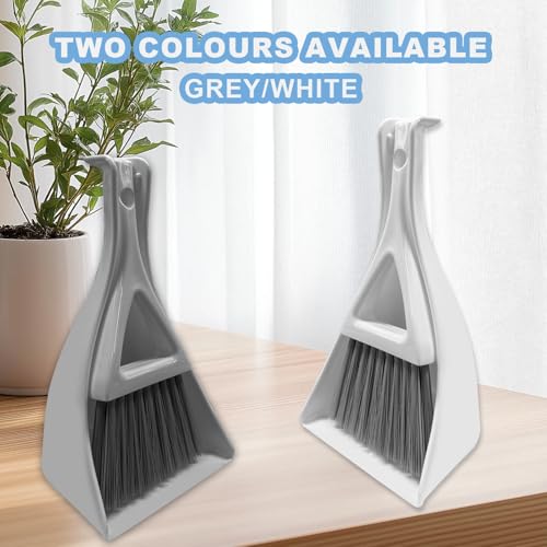 Dust Pan Broom Brush Dustpan -Mini Broom and Dustpan Combo Set, Handheld Sweeper Cleaning for Tables, Keyboards, Guinea Pig Cage, and Cat Litter, etc. (White) - color: White