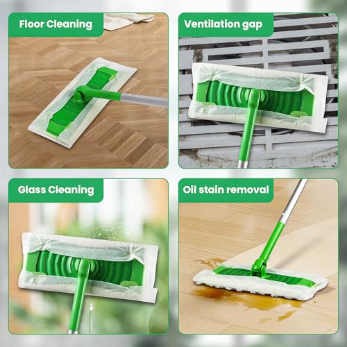 Pure Realm 60 Count for Swiffer Dry Cloths Compatible with Swiffer Sweeper& Mop Deluxe 2-in-1 Floor Mopping and Limited Edition Pink Wicked, Cleaning Dust and Hair, for Swiffer Dry Sweeping Cloths - color: White 60 Mop Pads
