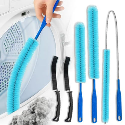 5 Pack Dryer Vent Cleaner Kit, Extra Long Flexible Brushes for Lint, Pet Hair & Dust, Refrigerator Coils, Home Washers, Sinks & Drains - color: Blue