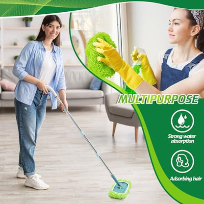 Toulite 2 Pcs Reusable Mop Refill Pads Replacement Compatible with Most XL Sweeper 17" x 5" Microfiber Mops Head Floor Cleaning Supplies (Handle is Not Included) (Green) - color: Green
