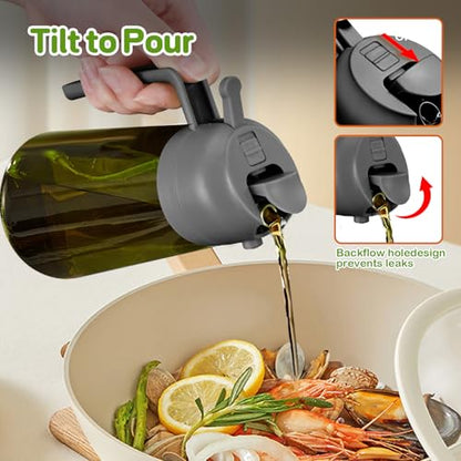 YARRAMATE 16oz/470ml Dark Green Oil Sprayer for Cooking with Stickers, Food-grade Premium 2 in 1 Olive Oil Dispenser Bottle for Kitchen Gadgets, Air Fryer, Salad, Frying, BBQ (Grey) - color: 10_Grey