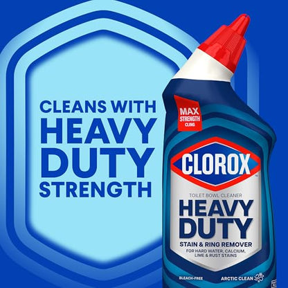 Clorox Toilet Bowl Cleaner Heavy-Duty Gel, Arctic Clean, Bleach-Free Stain Remover, Kills 99.9% of Germs, 24 oz, Pack of 2