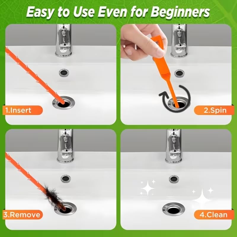 1 Pack Drain Snake Clog Remover, 20 Inch Flexible Hair Remover Tool Drain Hair Remover Easy Use Sink Clog Remover Shower Drain Cleaner Tool for Bathroom Kitchen Tub Pipe Cleaning