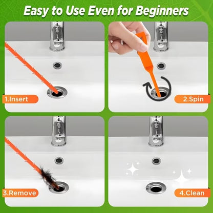 1 Pack Drain Snake Clog Remover, 20 Inch Flexible Hair Remover Tool Drain Hair Remover Easy Use Sink Clog Remover Shower Drain Cleaner Tool for Bathroom Kitchen Tub Pipe Cleaning