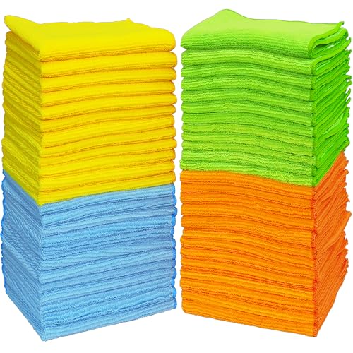 Simple Houseware Microfiber Cleaning Cloth 50 Pack, 12" x 16", 4 Colors - size: 50-Pack