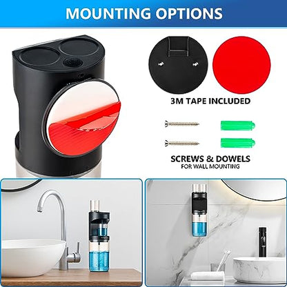 ZOFGENOW Automatic Mouthwash Dispenser for Bathroom,Bathroom Accessories 19.4 Fl Oz Dispensers with Magnetic Cups,Wall Mounted Dispenser,Suitable for All Age Groups,Black - color: Black