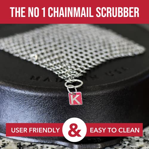 Knapp Made CM Scrubber 4" x 4" Small Ring Chainmail Cast Iron Scrubber, Premium Stainless Steel Mesh Cleaner for Pre-Seasoned Pans, Dutch Ovens, Grills and Skillets - size: 4"x4"