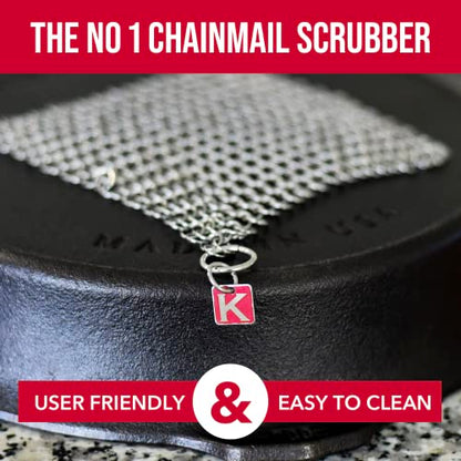 Knapp Made CM Scrubber 4" x 4" Small Ring Chainmail Cast Iron Scrubber, Premium Stainless Steel Mesh Cleaner for Pre-Seasoned Pans, Dutch Ovens, Grills and Skillets - size: 4"x4"