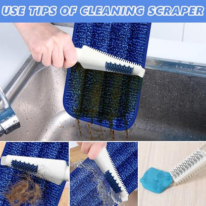 HOMTOYOU Microfiber Flat Mop with Sprayer: Spray Mop with 4 Washable Pads | Cleaning Multi-Surface Floors, 1Pcs 400+ML Refillable Bottle, Wet Dry Use, 360° Swivel Head, White - color: White Blue
