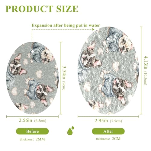 Adorable French Bulldog Pattern Dish Scrub Sponges Kitchen Non Scratch Reusable Compressed Cellulose Sponge Hanging for Household Cleaning Washing Dishes Pots and Pans 3 Pack - color: Pattern20
