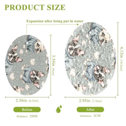 Adorable French Bulldog Pattern Dish Scrub Sponges Kitchen Non Scratch Reusable Compressed Cellulose Sponge Hanging for Household Cleaning Washing Dishes Pots and Pans 3 Pack - color: Pattern20