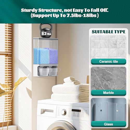 105 Oz Laundry Detergent Dispenser with Nail - Wall Mounted Scent Booster Beads Container, Softener Beads Storage, Rice Dispenser, Dry Food/Solid Grain Organizer - size: 105 oz