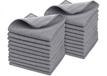 SINLAND Microfiber Dish Cloth Dish Rags for Washing Dishes Best Kitchen Cloths Cleaning Cloths with Poly Scour Side 12Inchx12Inch 20Pack Grey - color: Grey, size: 12inchx12inch 20pack