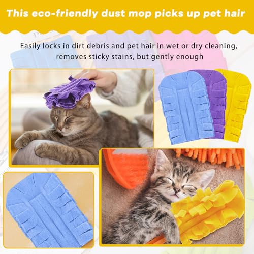 Zubebe 12 Pcs Duster Refill Reusable Fleece Duster Refills Feather Flat Dusters Multi Surface Washable Cleaning Pads Tools for Home, Blinds, Car, Pet, Furniture, Fans (Purple,Light Blue,Yellow) - color: Purple, Light Blue, Yellow