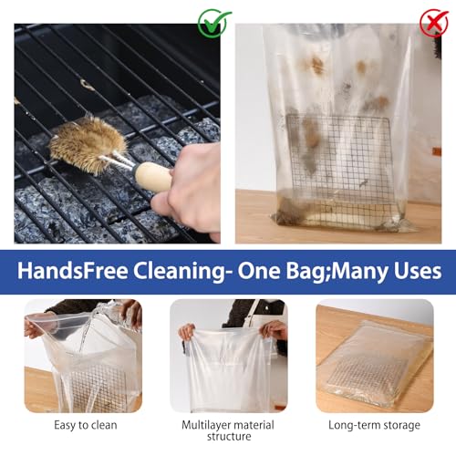 5 Pack Heavy Duty Reusable Oven Rack Cleaner Bags, Leak-Resistant PE Bags for Deep Soaking Grill Grates & BBQ Racks, No Cleaner Included