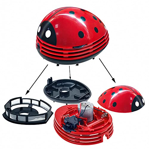 E ECSEM Cute Portable Cartoon Mini Desktop Vacuum Cleaner Table Dust Crumb Sweeper(Red#002) - color: Red#002
