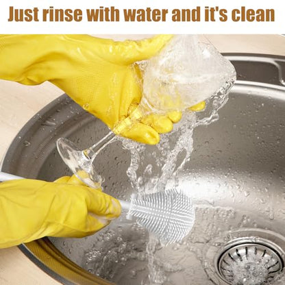 360° Silicone Bottle Brush, Soft Bristle Cup Cleaner Brush Long Handle Flexible Water Bottle Cleaning Brush for Lid Teapots Bowls Containers Narrow Area (White)