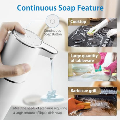 Automatic Liquid Soap Dispenser,4-Level Adjustable, Wall Mount,USB Rechargeable,12.8oz/ 380ml,Touchless Hand & Dish Soap Dispenser for Bathroom, Kitchen,Hotel, Restaurant - color: White, style: Liquid