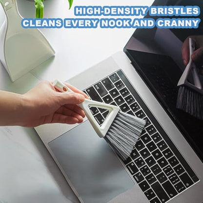Dust Pan Broom Brush Dustpan -Mini Broom and Dustpan Combo Set, Handheld Sweeper Cleaning for Tables, Keyboards, Guinea Pig Cage, and Cat Litter, etc. (White) - color: White